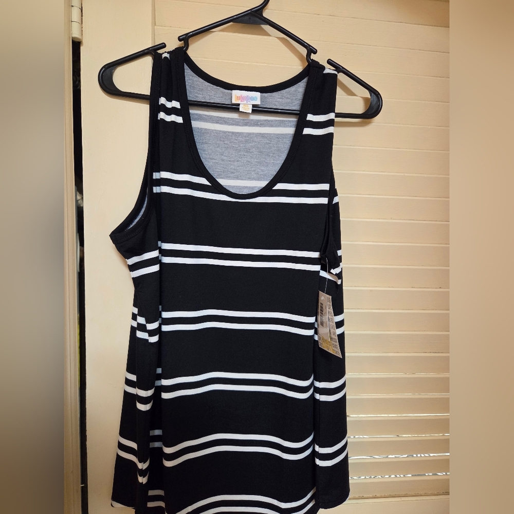 Lularoe Black and White Striped Tank Top